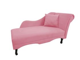 Recamier Decorativo Sara Suede Rosa Com Almofada Ms Decor