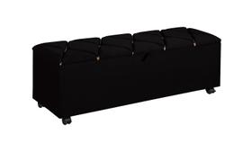 Recamier Detalhado Preto P/ Quarto 155cm