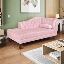 Recamier Diana 140cm Lado Esquerdo Suede Rosa Bebê - Doce Sonho Móveis