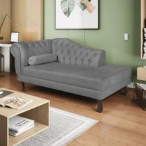 Recamier Diana 160cm Lado Direito Suede Cinza - Doce Sonho Móveis Recamier Diana 160cm Lado Direito Suede Cinza - Doce Sonho Móveis