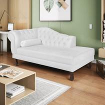 Recamier Diana 185cm Lado Direito Suede Branco - Doce Sonho Móveis