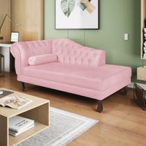 Recamier Diana 185cm Lado Direito Suede Rosa Bebê - Doce Sonho Móveis