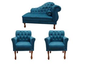 Recamier Divã+2 Poltronas p/Clinica,Salão,Recepção-Sued Bege
