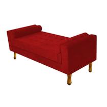 Recamier Divã Baú 120 cm Estofado Luiz XV Sofá 2 Lugares Suede Vermelho Para Sala de Estar Consultório Quarto Recepção Escritório