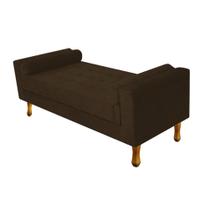 Recamier Divã Baú 140 cm Estofado Luiz XV Sofá 2 Lugares Suede Marrom Para Sala de Estar Consultório Quarto Recepção Escritório