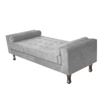 Recamier Divã Baú 195 cm Estofado Luiz XV Sofá Suede Cinza Para Sala de Estar Consultório Quarto Recepção Escritório Recamier Divã Baú 195 cm Estofado Luiz XV Sofá Suede Cinza Para Sala de Estar Consultório Quarto Recepção Escritório