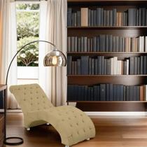 Recamier Divã Espreguiçadeira Para Sala Cliníca Elisa Veludo Cor:Bege