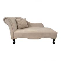 Recamier Divã Estofado Direito De Quem Senta Olívia Suede Bege - INCASA DECOR