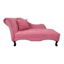 Recamier Divã Estofado Direito De Quem Senta Olívia Suede Rosa Barbie - INCASA DECOR