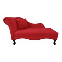 Recamier Divã Estofado Direito De Quem Senta Olívia Suede Vermelho - INCASA DECOR