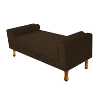 Recamier Divã Félix Baú 100 cm Estofado Luiz XV Sofá Suede Marrom Para Sala de Estar Consultório Quarto Recepção Escritório - AM Decor