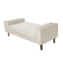 Recamier Divã Félix Baú 120 cm Estofado Luiz XV Sofá Sintético Bege Sala de Estar Consultório Quarto Recepção Escritório - AM Decor