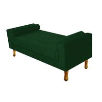 Recamier Divã Felix Baú 140 cm Estofado Luiz XV Sofá 2 Lugares Suede Verde Para Sala de Estar Consultório Quarto Recepção Escritório - AM Decor