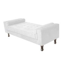 Recamier Divã Félix Baú 140 cm Estofado Luiz XV Sofá Sintético Branco Para Sala de Estar Consultório Quarto Recepção Escritório - AM Decor Recamier Divã Félix Baú 140 cm Estofado Luiz XV Sofá Sintético Branco Para Sala de Estar Consultório Quarto Recepção Escritório - AM Decor