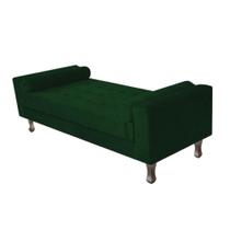 Recamier Divã Felix Baú 160 cm Estofado Luiz XV Sofá 2 Lugares Suede Verde Para Sala de Estar Consultório Quarto Recepção Escritório - AM Decor