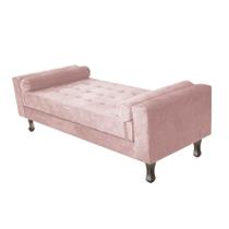Recamier Divã Felix Baú 160 cm Estofado Luiz XV Sofá Suede Rosê Para Sala de Estar Consultório Quarto Recepção Escritório - AM Decor