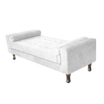 Recamier Divã Felix Baú 195 cm Estofado Luiz XV Sofá 2 Lugares Suede Branco Para Sala de Estar Consultório Quarto Recepção Escritório - AM Decor Recamier Divã Felix Baú 195 cm Estofado Luiz XV Sofá 2 Lugares Suede Branco Para Sala de Estar Consultório Quarto Recepção Escritório - AM Decor