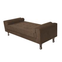 Recamier Divã Felix Baú 195 cm Estofado Luiz XV Sofá Suede Marrom Para Sala de Estar Consultório Quarto Recepção Escritório - AM Decor Recamier Divã Felix Baú 195 cm Estofado Luiz XV Sofá Suede Marrom Para Sala de Estar Consultório Quarto Recepção Escritório - AM Decor
