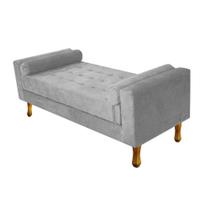 Recamier Divã Félix Baú 90 cm Estofado Luiz XV Sofá Suede Cinza Para Sala de Estar Consultório Quarto Recepção Escritório - AM Decor - Amarena Móveis