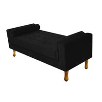 Recamier Divã Félix Baú 90 cm Estofado Luiz XV Sofá Suede Preto Para Sala de Estar Consultório Quarto Recepção Escritório - AM Decor