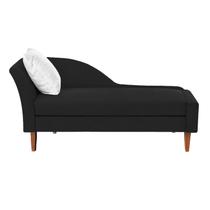 Recamier Divã França 1,60m Suede Preto - Lares Decor