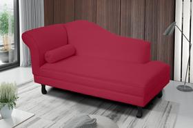 Recamier divã larissa liso 140cm lado esquerdo suede vermelho