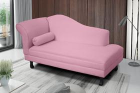 Recamier divã larissa liso 160cm lado esquerdo suede rosa