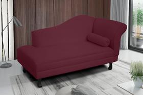 Recamier divã larissa liso 185cm lado direito suede bordo