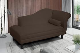 Recamier divã larissa liso 185cm lado direito suede marrom