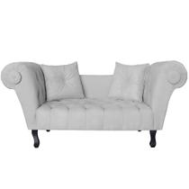 Recamier Divã Namoradeira Dubai Capitonê Suede Branco - DS Estofados