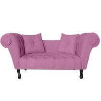 Recamier Divã Namoradeira Dubai Capitonê Suede Rosa - DS Estofados