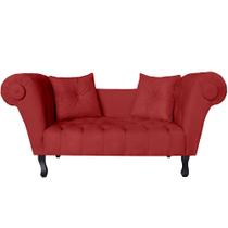 Recamier Divã Namoradeira Dubai Capitonê Suede Vermelho - DS Estofados