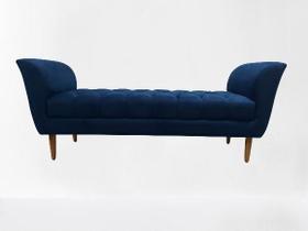Recamier Divã Namoradeira Grécia Estofada Capitonada Casal 150cm Suede Cor Azul Marinho