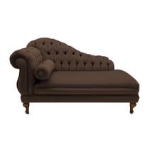 Recamier Divã Namoradeira Larissa 150cm Direito de Quem Senta Suede Marrom - DL DECOR