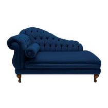 Recamier Divã Namoradeira Larissa 185cm Direito de Quem Senta Suede Azul Marinho - INCASA DECOR