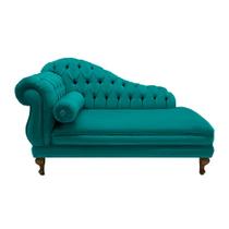 Recamier Divã Namoradeira Larissa 185cm Direito de Quem Senta Suede Azul Turquesa - MB DECOR