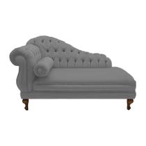 Recamier Divã Namoradeira Larissa 185cm Direito de Quem Senta Suede Cinza - DL DECOR