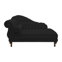 Recamier Divã Namoradeira Larissa 185cm Direito de Quem Senta Suede Preto - INCASA DECOR