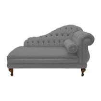 Recamier Divã Namoradeira Larissa 185cm Esquerdo de Quem Senta Suede Cinza - MB DECOR