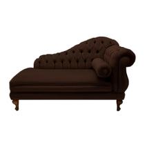 Recamier Divã Namoradeira Larissa 185cm Esquerdo de Quem Senta Suede Marrom - INCASA DECOR