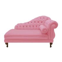 Recamier Divã Namoradeira Larissa 185cm Esquerdo de Quem Senta Suede Rosa Barbie - INCASA DECOR