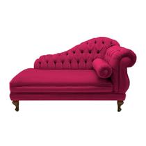 Recamier Divã Namoradeira Larissa 185cm Esquerdo de Quem Senta Suede Rosa Pink - DL DECOR