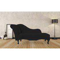 Recamier Divã Namoradeira Olivia Suede Preta Vallisa Decor