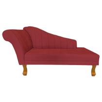 Recamier Divã Para Sala Cecilia Pés Retro Castanho 1.60cm Veludo Vermelho - INCASA DECOR