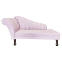 Recamier Divã Para Sala Cecilia Pés Retro Tabaco 1.60cm Corano Rosa Bebe - INCASA DECOR