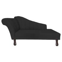 Recamier Divã Para Sala Cecilia Pés Retro Tabaco 1.60cm Suede Preto - INCASA DECOR