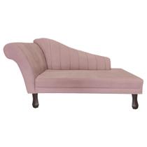 Recamier Divã Para Sala Cecilia Pés Retro Tabaco 1.60cm Veludo Rosa Nude - INCASA DECOR