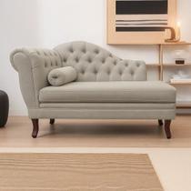 Recamier Divã Sofá 120cm Recepção Sala Larissa Suede Cor:BegeDesenho do tecido:Liso
