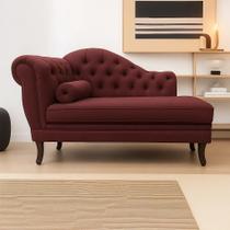 Recamier Divã Sofá 120cm Recepção Sala Larissa Suede Cor:BordôDesenho do tecido:Liso
