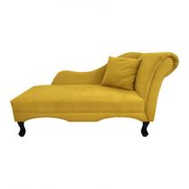 Recamier Divã Sofá Estofado Esquerdo De Quem Senta Olivia Suede Amarelo - DL Decor